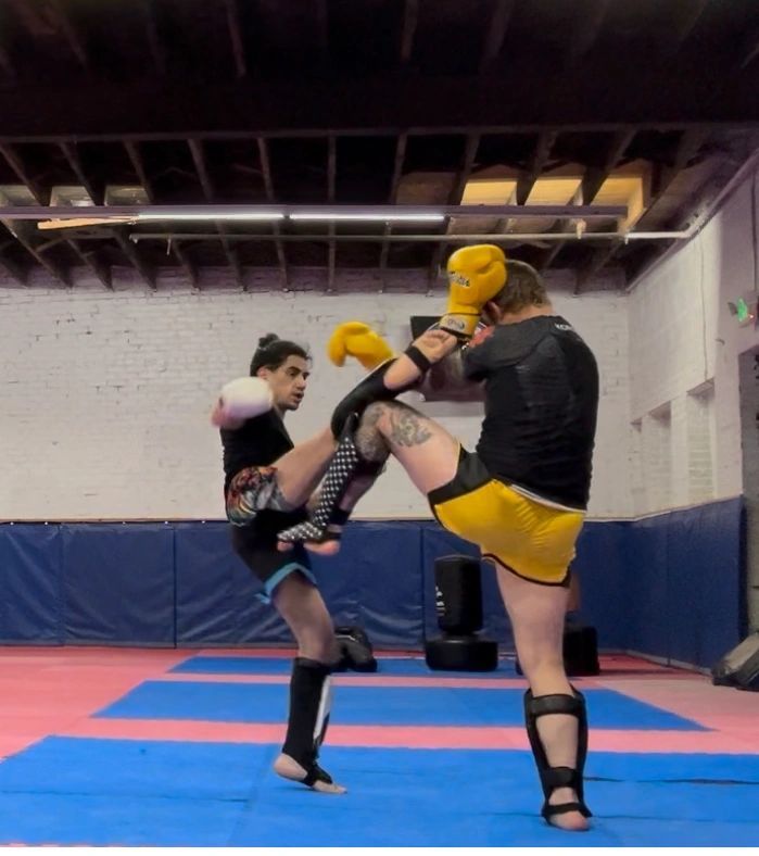 Kickboxing sparring session